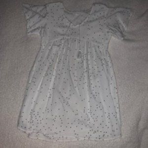 white and blue spotted beach cover up